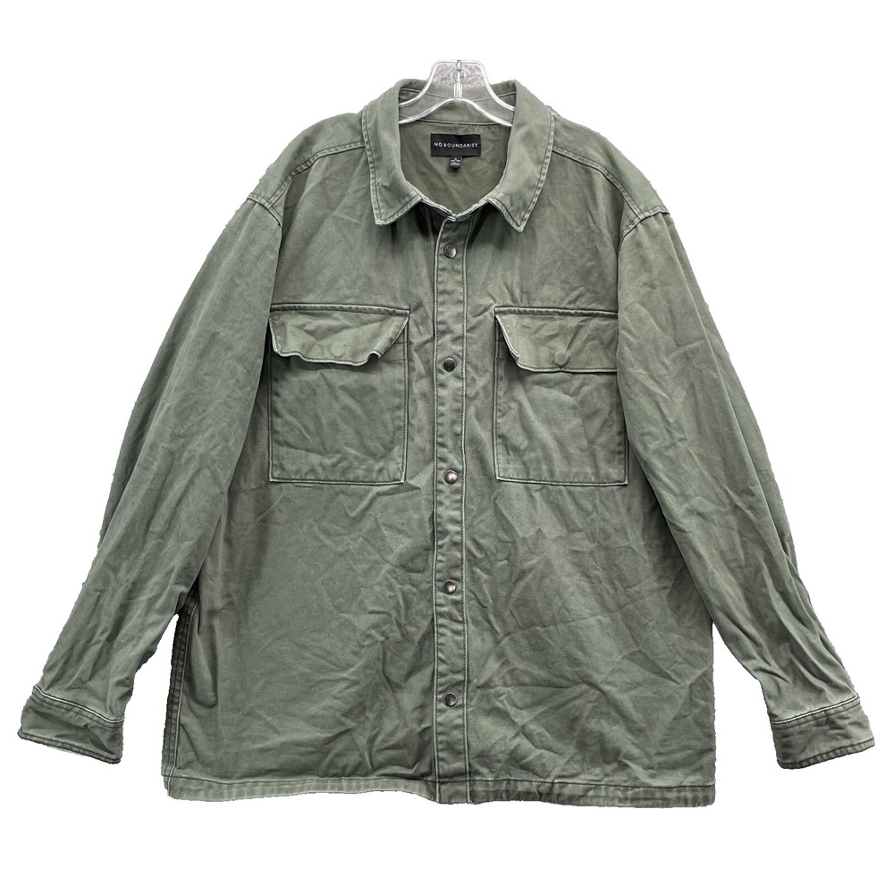 No Boundaries Shirt Women's XL Army Green Utility Preppy Relax Minimalist Office
